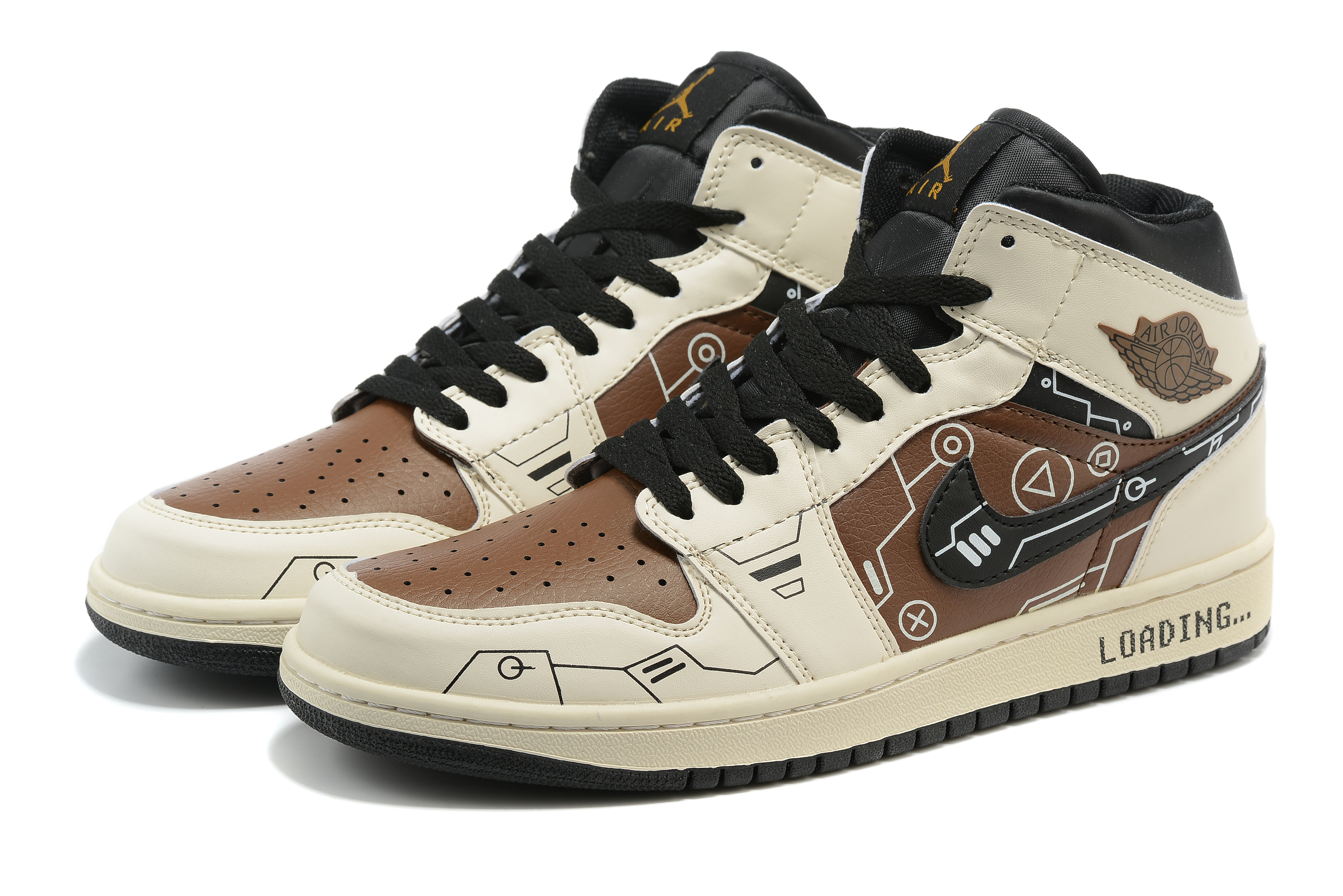 2022 Air Jordan 1 Brown Black White Shoes - Click Image to Close